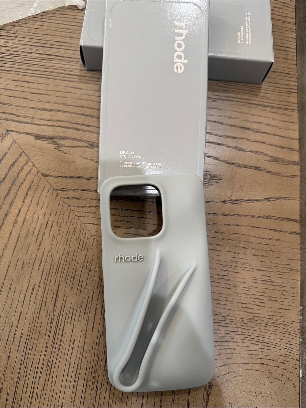 RHODE matte silicone iPhone lip case in light gray